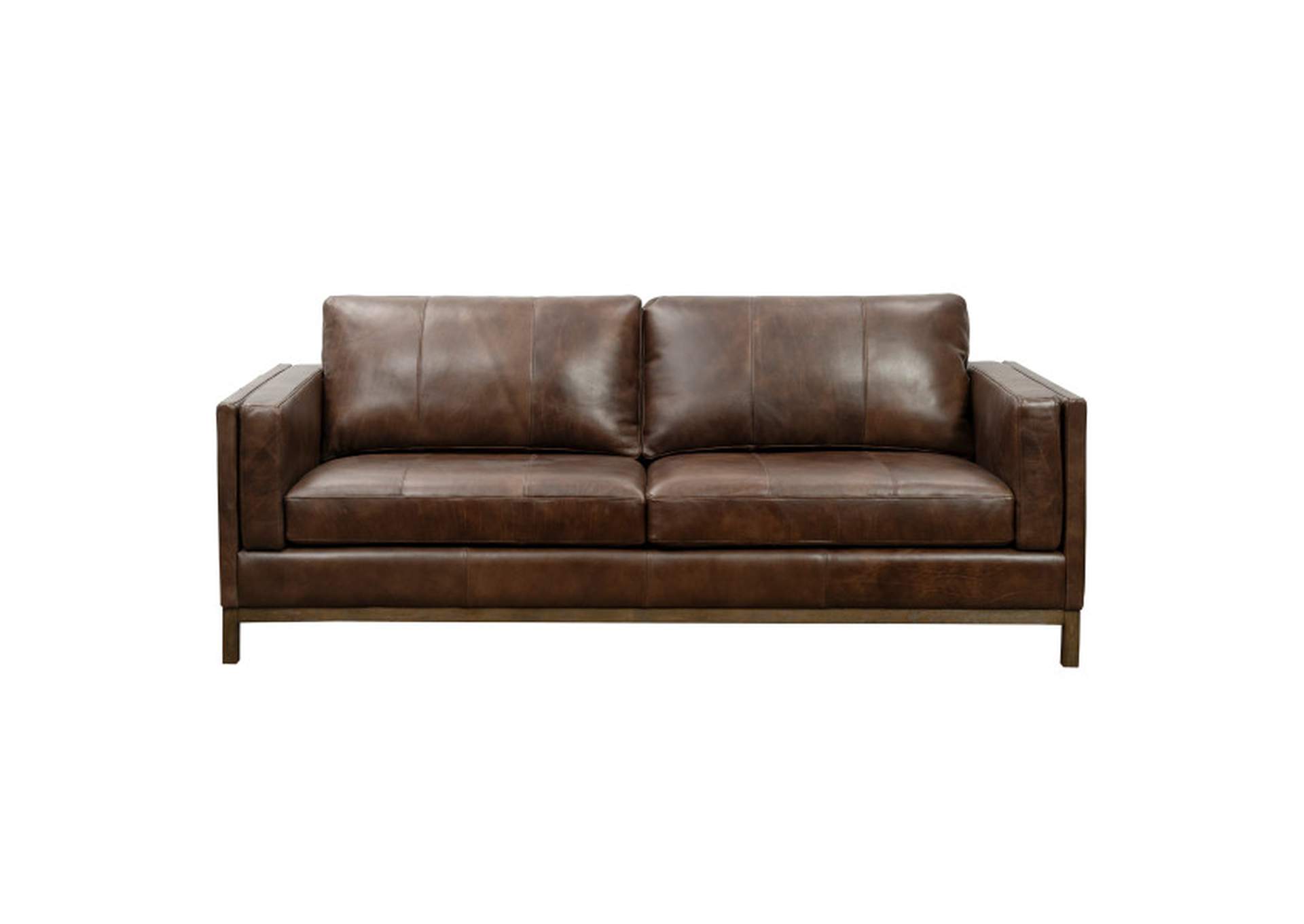 Drake Brown Leather Sofa with Wooden Base,Pulaski Furniture