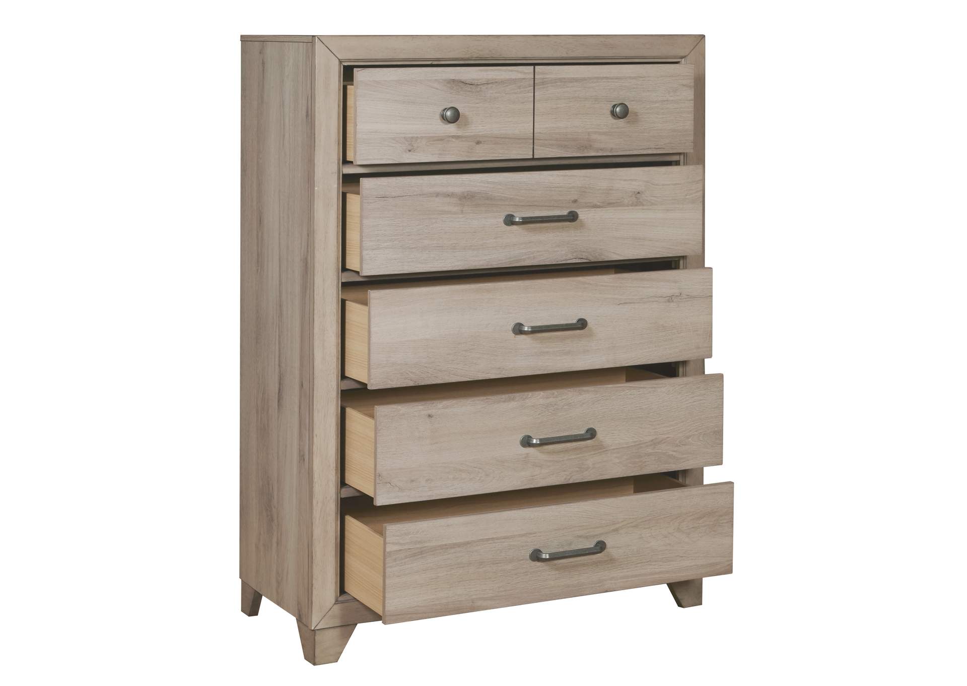 Kids 5 Drawer Vertical Chest in River Birch Brown,Pulaski Furniture