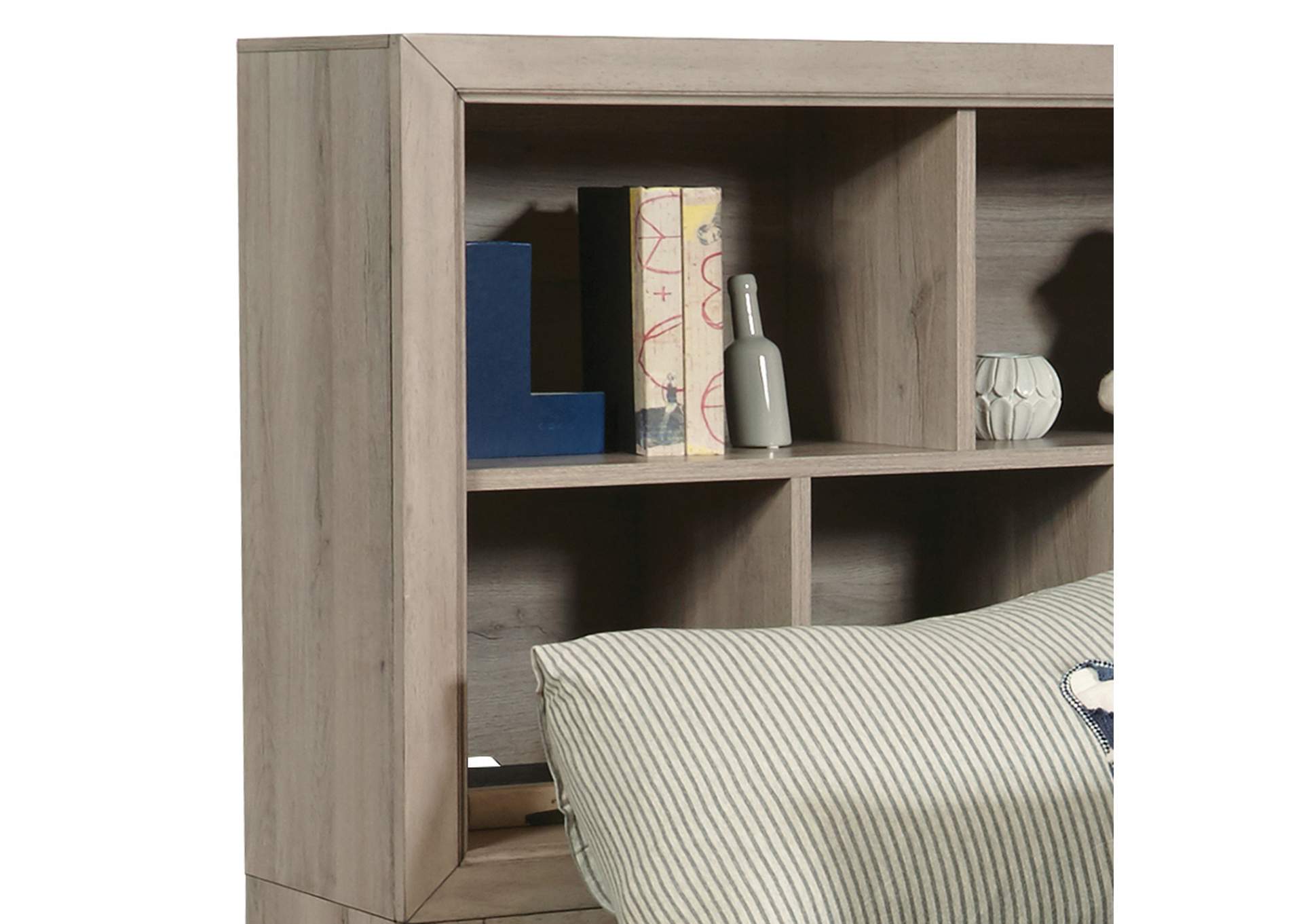 Kids Full Bed with Bookcase Headboard in River Birch Brown,Pulaski Furniture