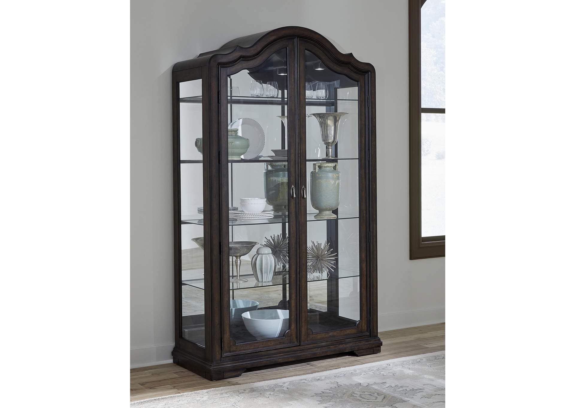 Cooper Falls 2-Door Display Cabinet with Glass Shelves,Pulaski Furniture