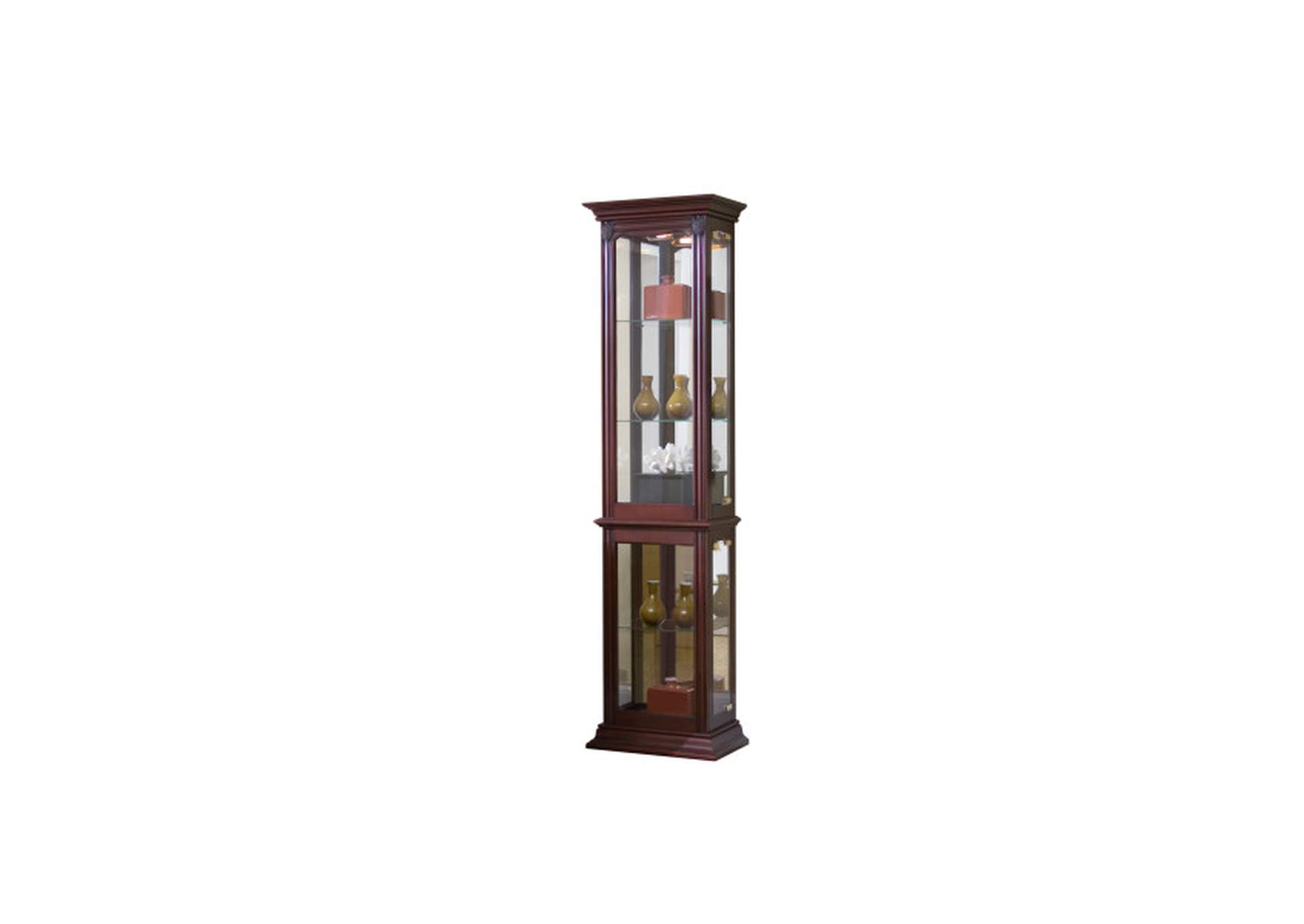 Gallery Style 4 Shelf Curio Cabinet in Warm Cherry Brown,Pulaski Furniture
