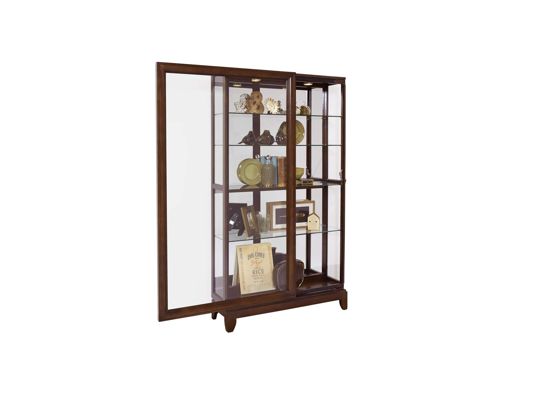 Sliding Door 5 Shelf Curio Cabinet in Deep Brown,Pulaski Furniture