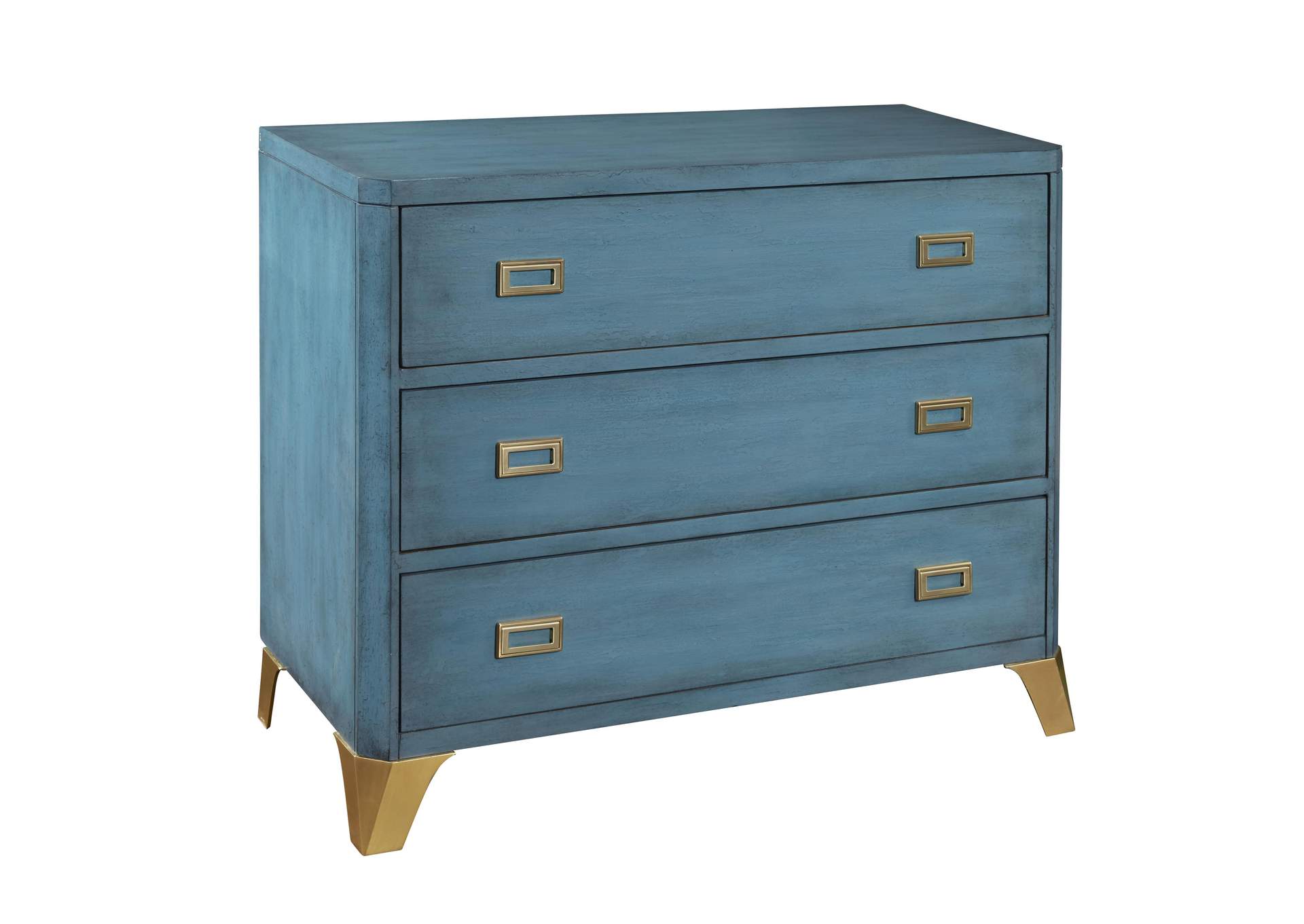 Three Drawer Turquoise Blue Accent Chest,Pulaski Furniture