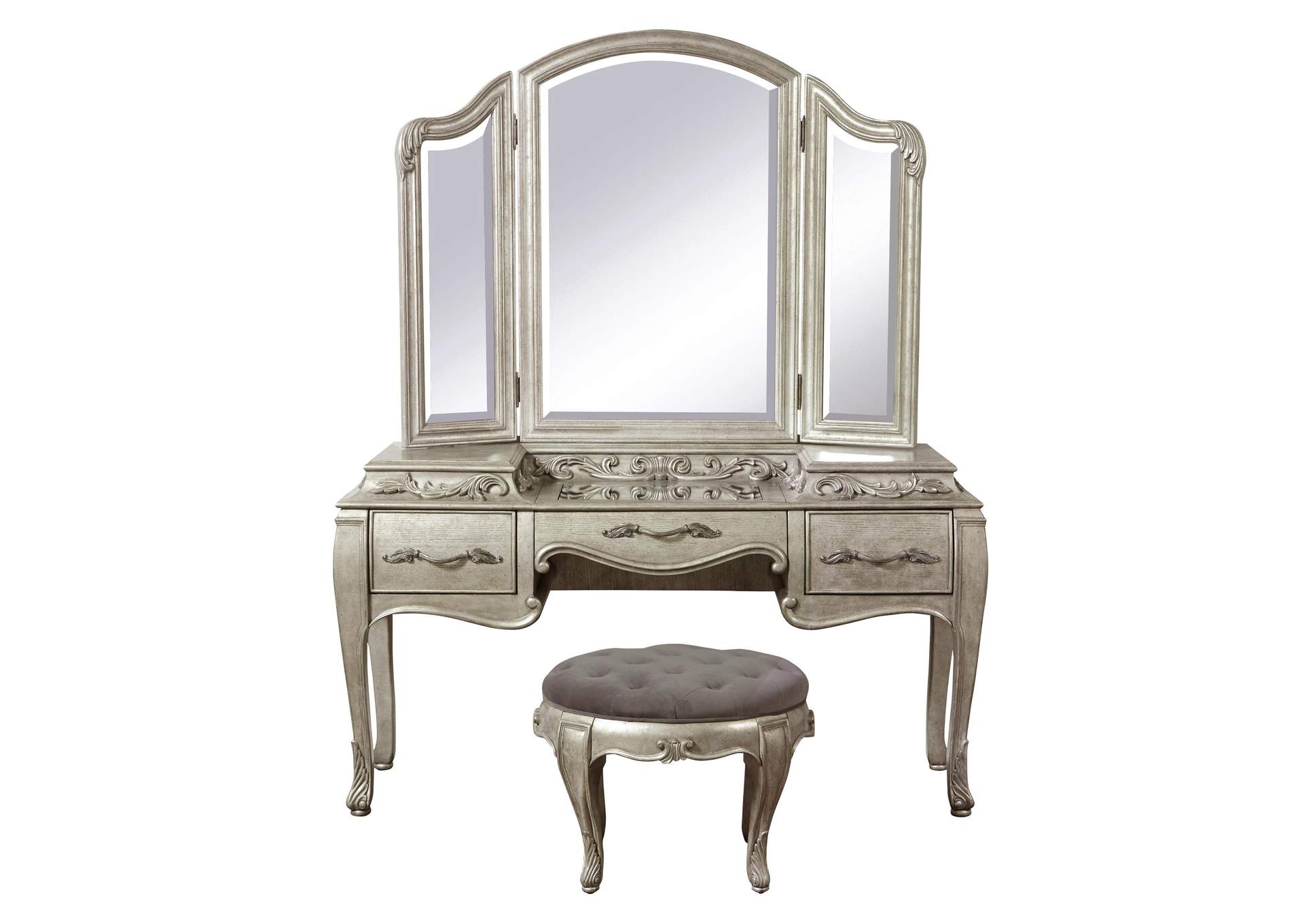 Rhianna 3 Drawer Vanity with Mirror and Stool,Pulaski Furniture