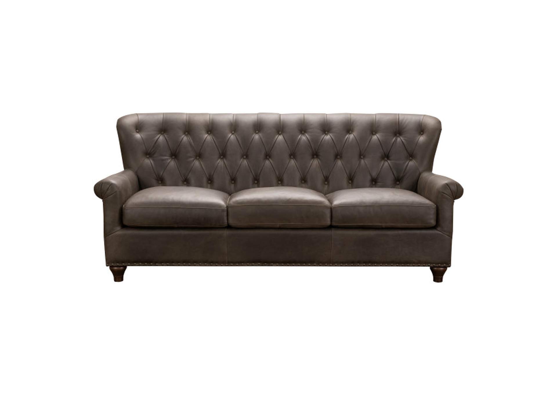 Charlie Tufted Leather Sofa in Heritage Brown,Pulaski Furniture