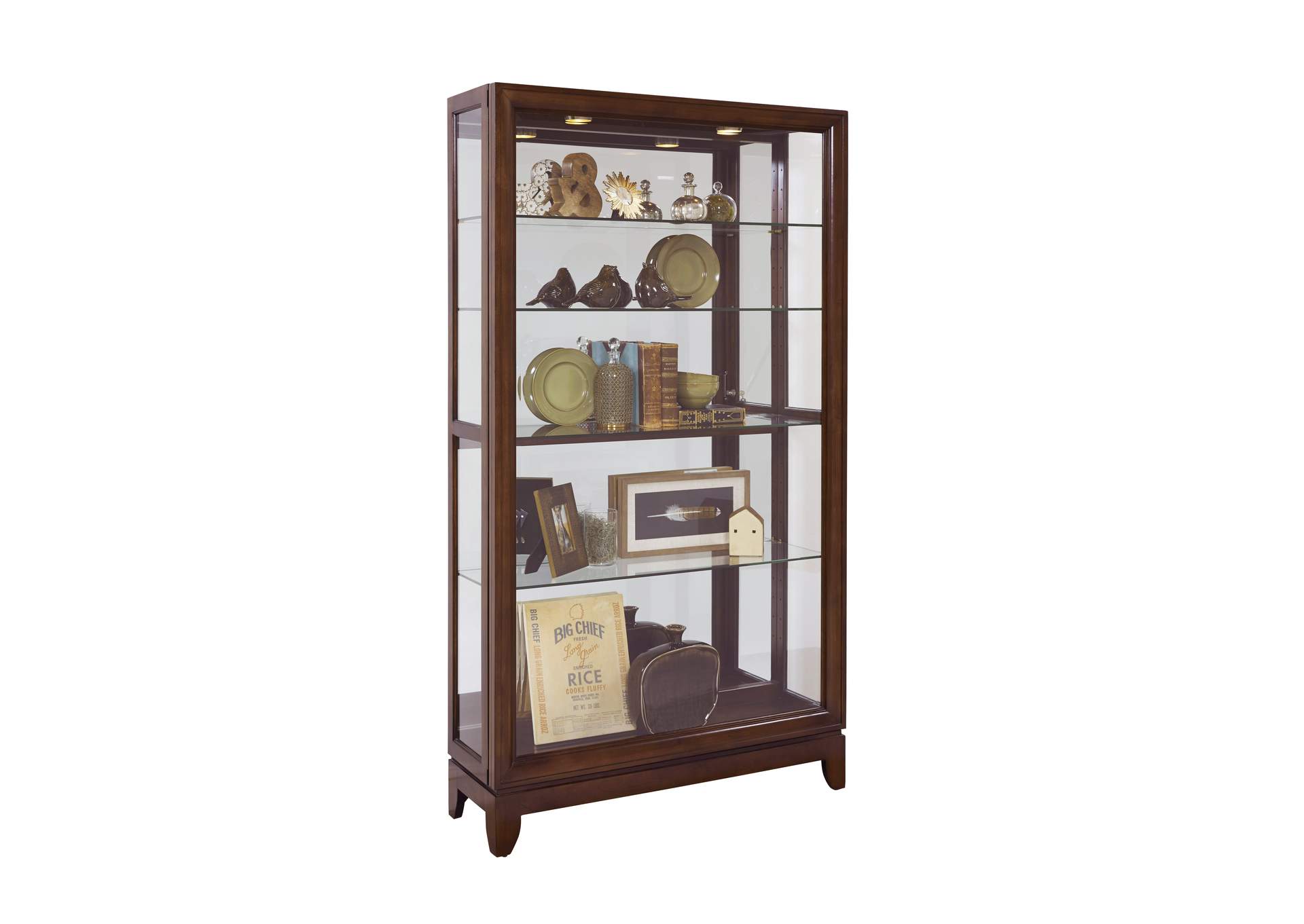 Sliding Door 5 Shelf Curio Cabinet in Deep Brown,Pulaski Furniture