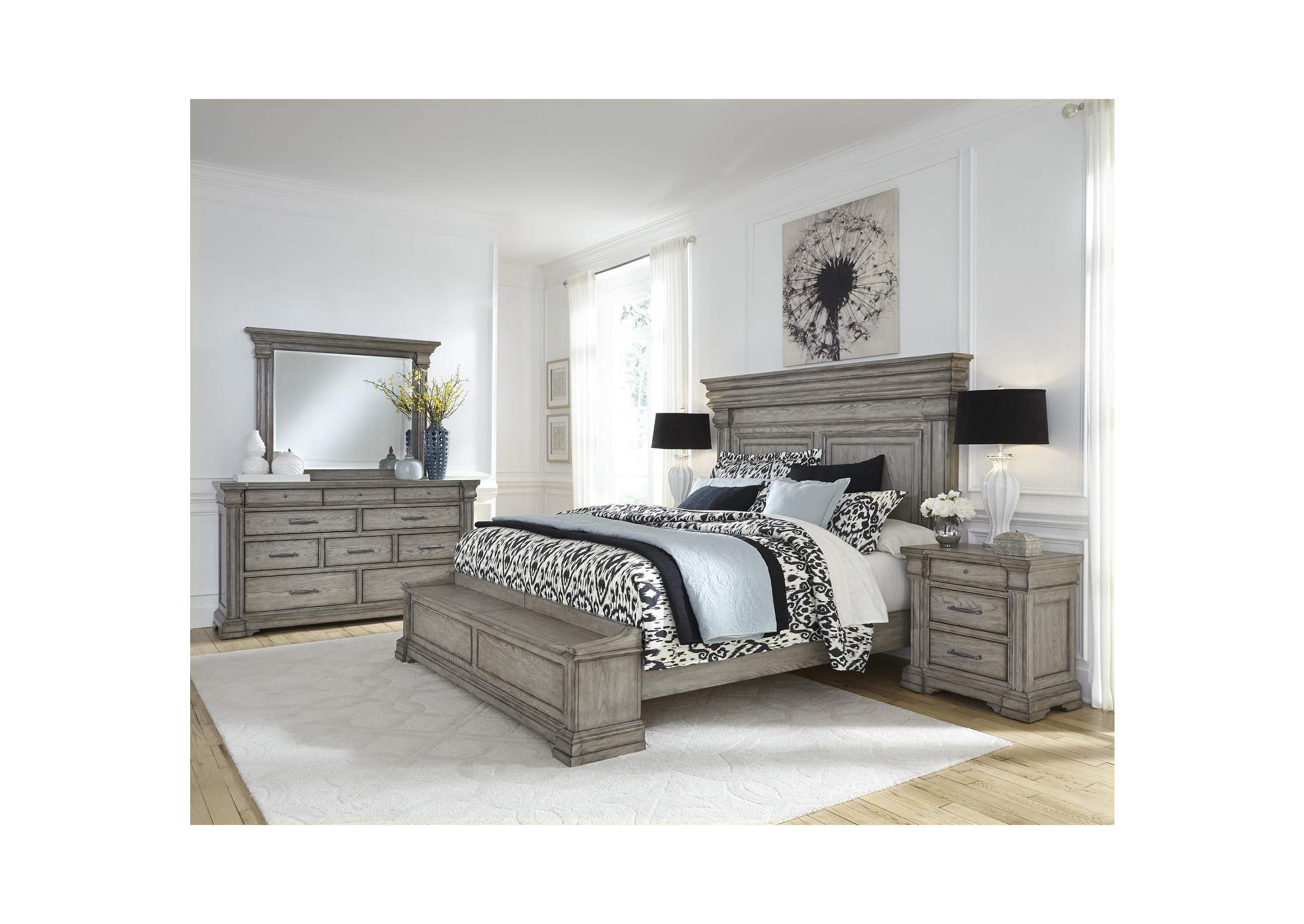 Madison Ridge 10 Drawer Dresser and Framed Mirror in Heritage Taupe,Pulaski Furniture