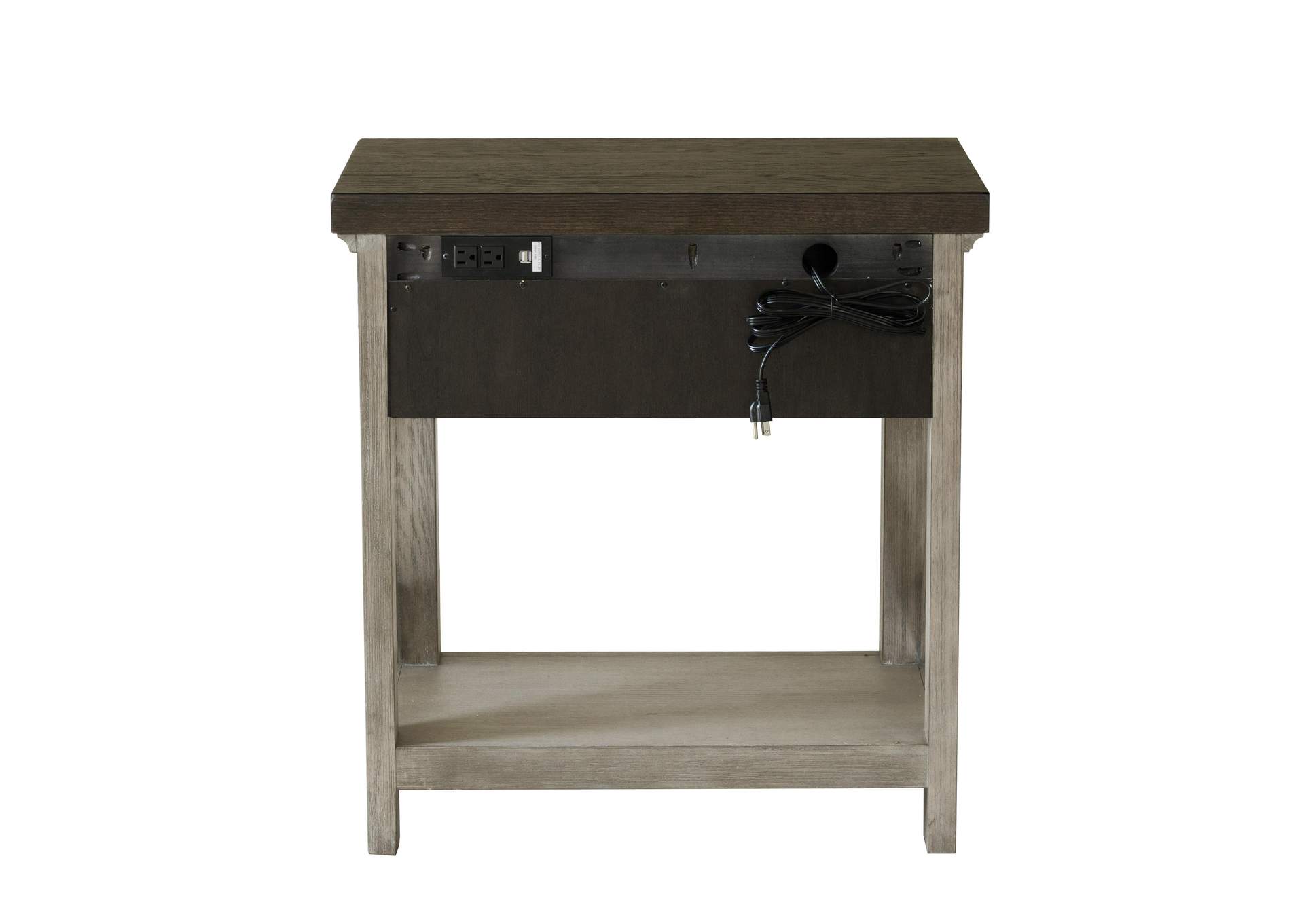 1 Drawer Open USB Charging Nightstand in Farmhouse Grey,Pulaski Furniture