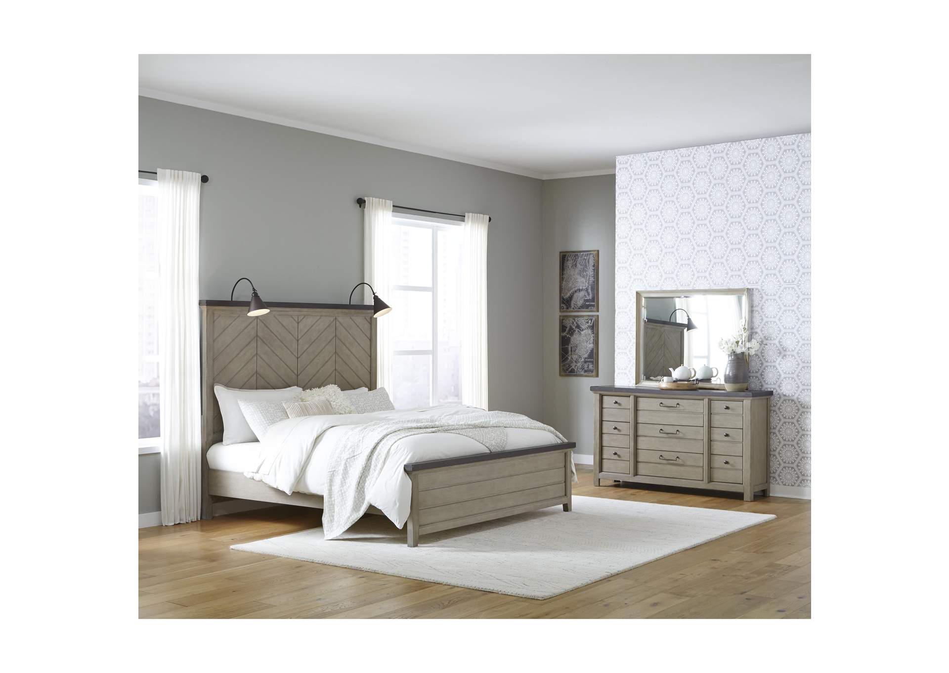 Farmhouse Gray King Panel Bed,Pulaski Furniture