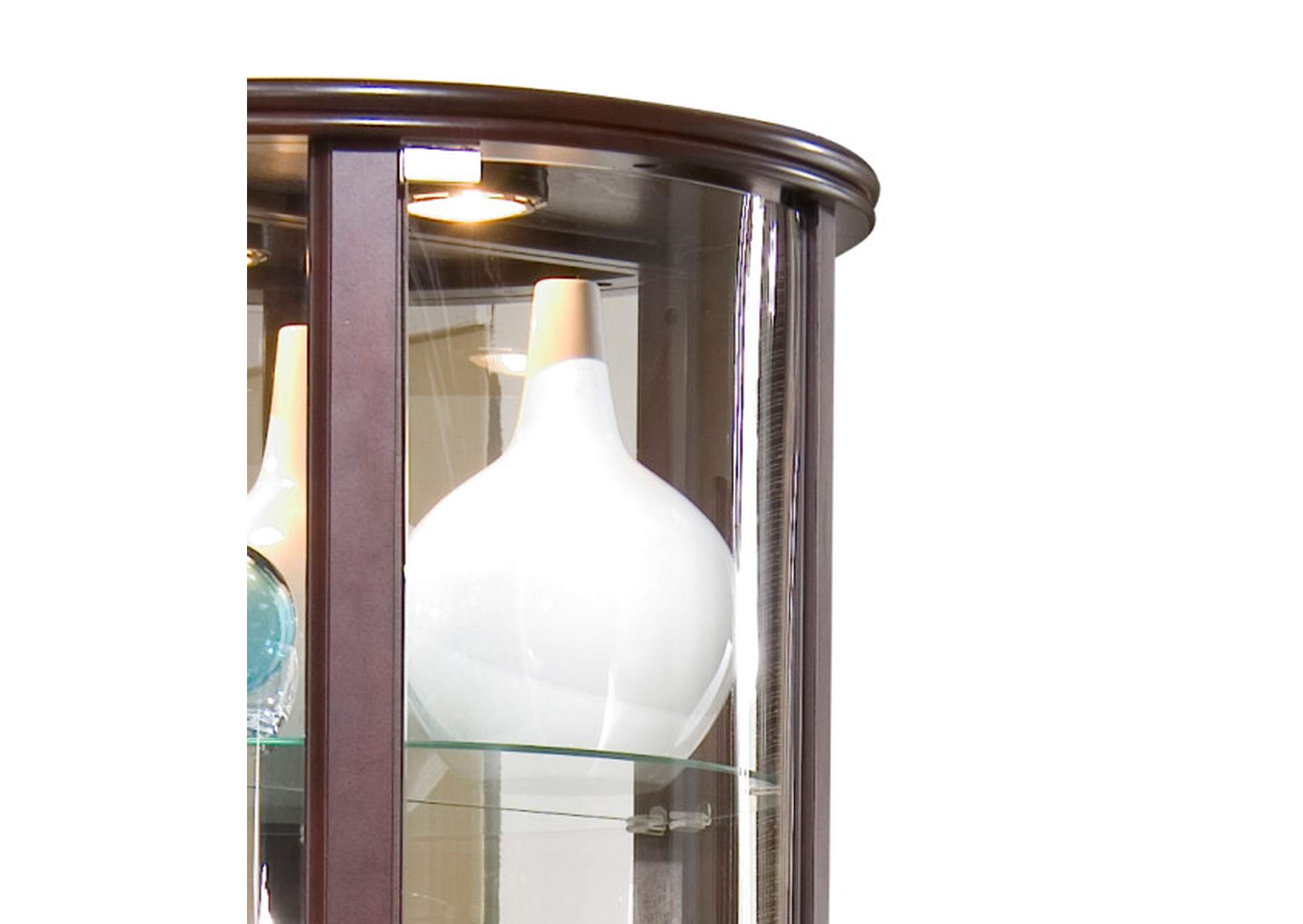 Mirrored Half Round 5 Shelf Curio Cabinet in Cherry Brown,Pulaski Furniture