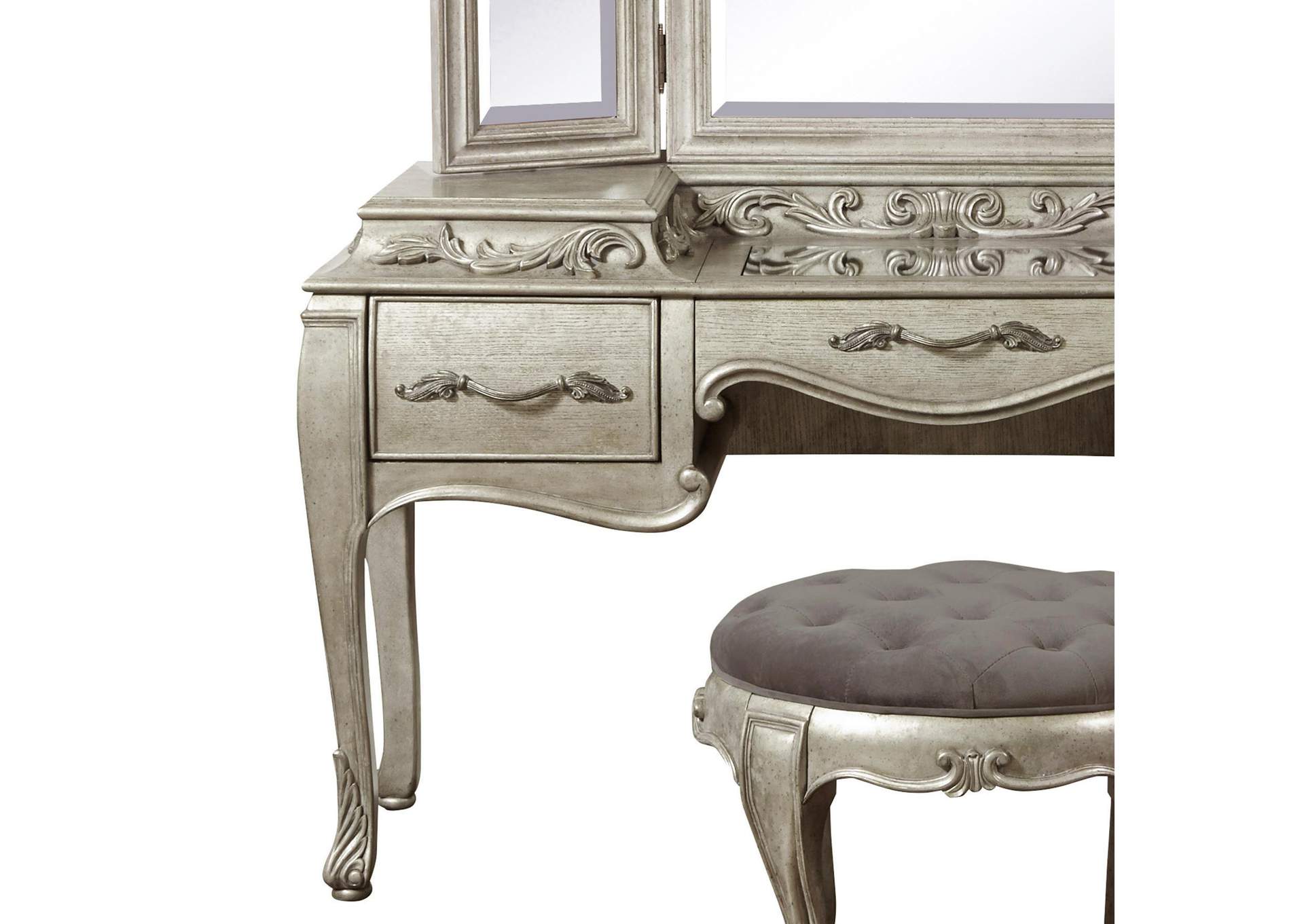 Rhianna 3 Drawer Vanity with Mirror and Stool,Pulaski Furniture