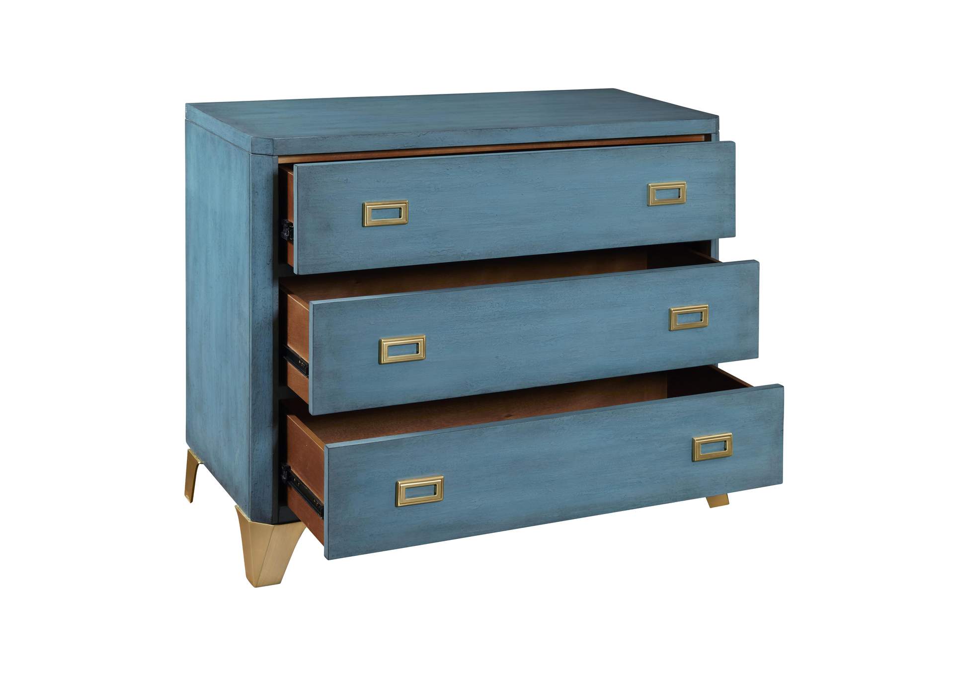 Three Drawer Turquoise Blue Accent Chest,Pulaski Furniture