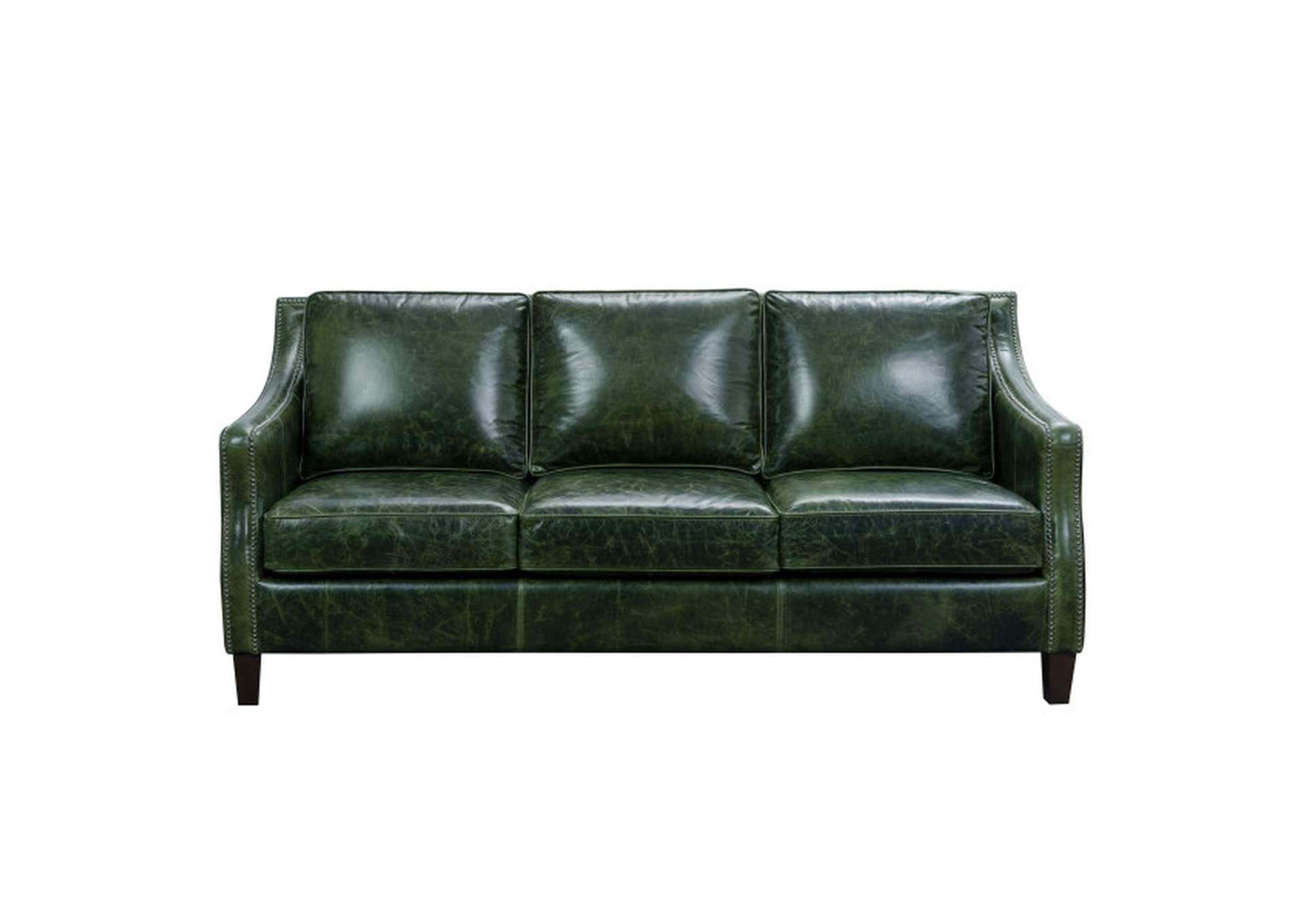 Miles Top Grain Leather Sofa in Fescue Green,Pulaski Furniture