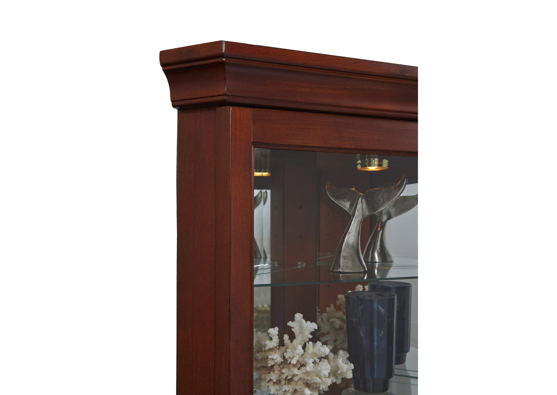 Lighted 8 Shelf Corner Curio Cabinet in Victorian Brown,Pulaski Furniture