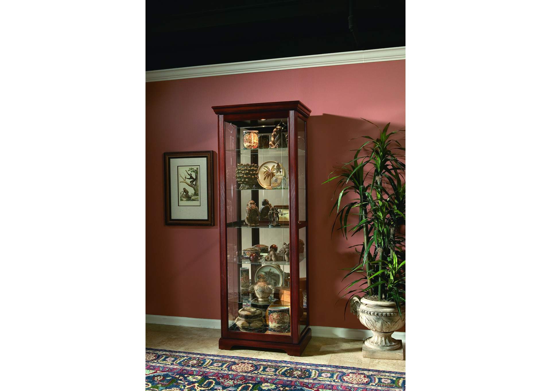 Sliding Door 5 Shelf Curio Cabinet in Victorian Brown,Pulaski Furniture