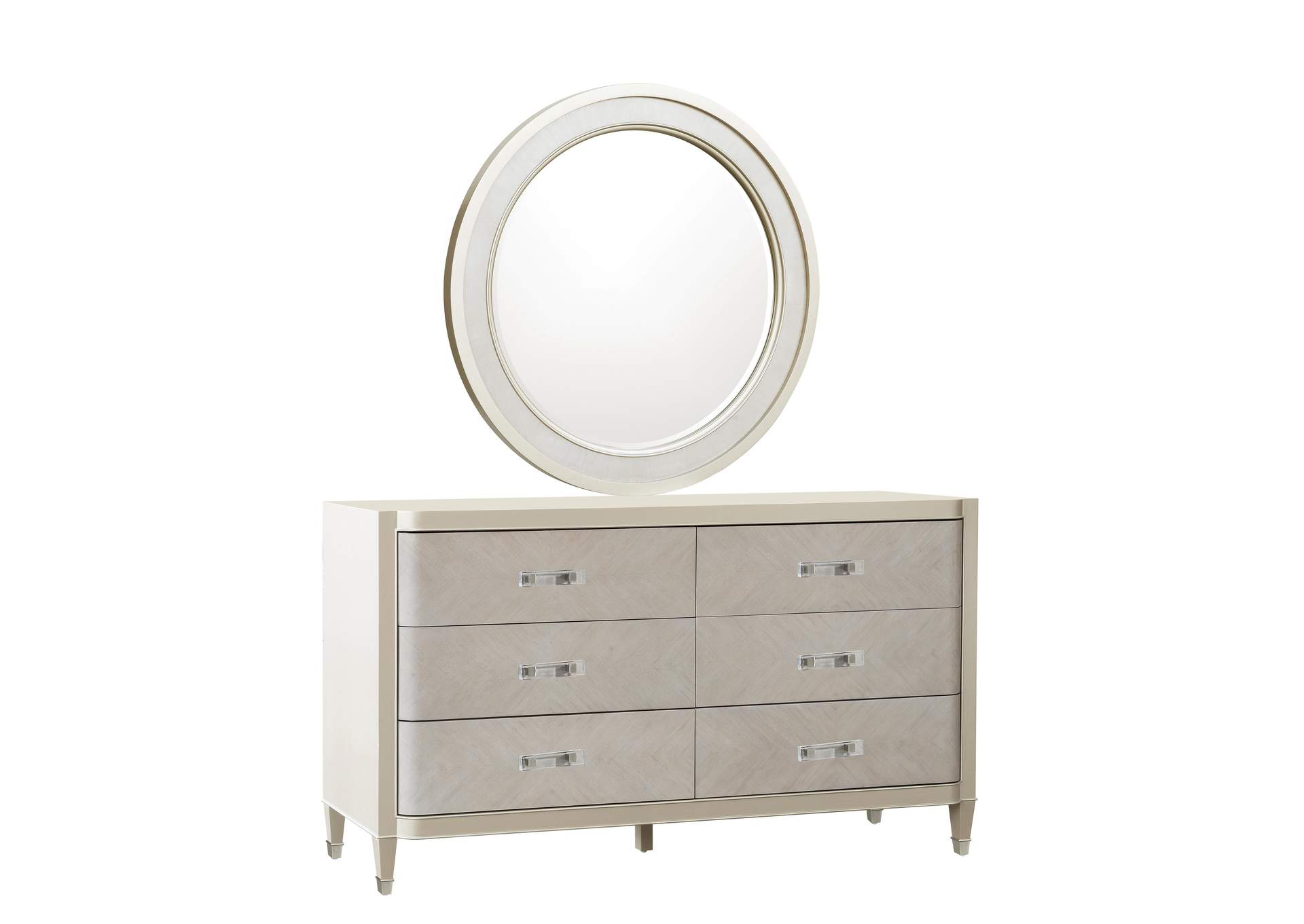 Zoey 6 Drawer Dresser with Round Beveled Mirror,Pulaski Furniture