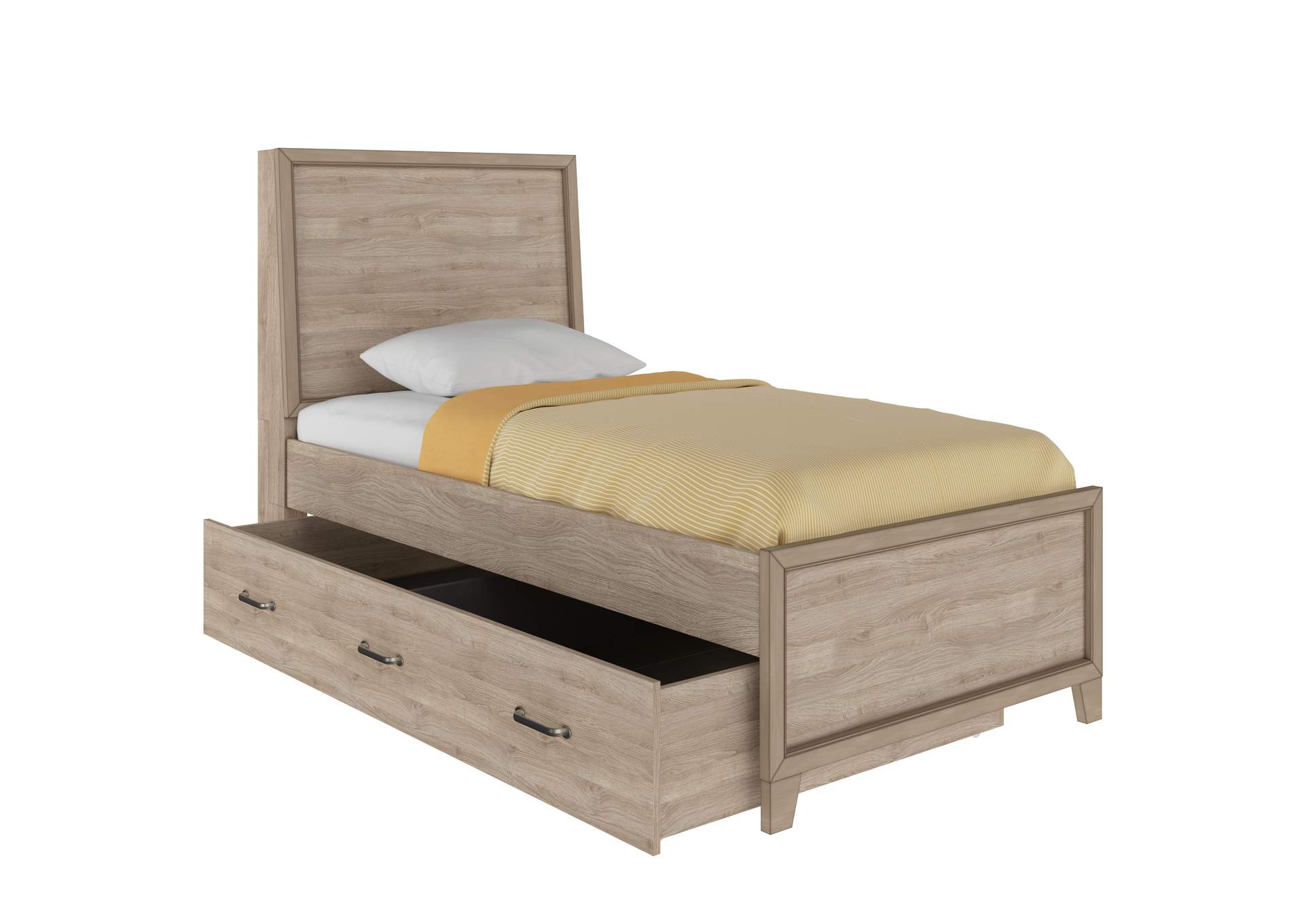 Kids Twin Panel Bed with Trundle in River Birch Brown,Pulaski Furniture