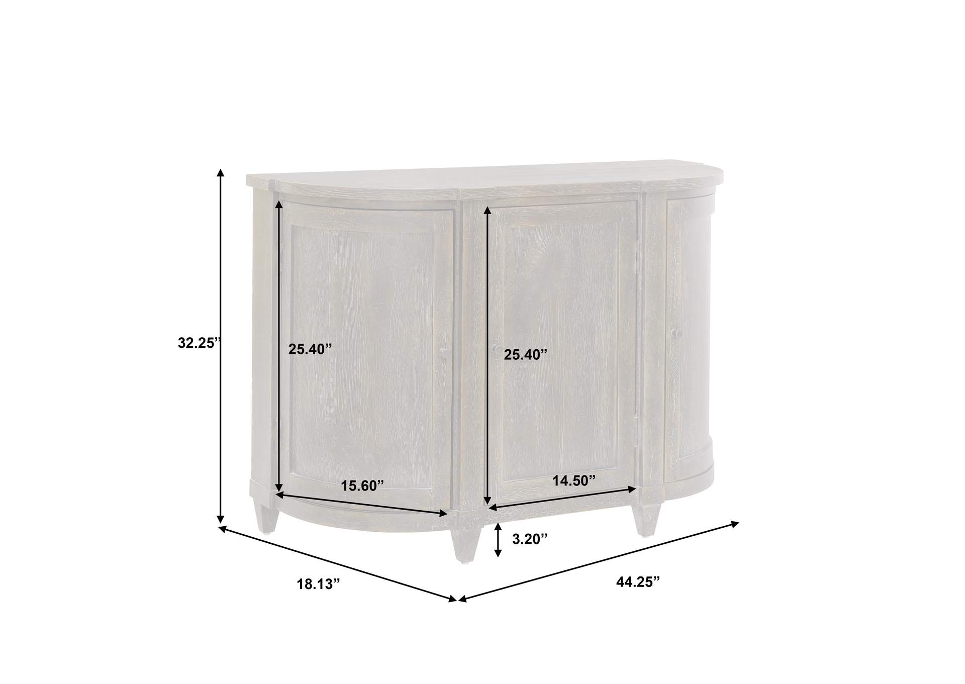 Curved 3 Door Hallway Accent Chest,Pulaski Furniture