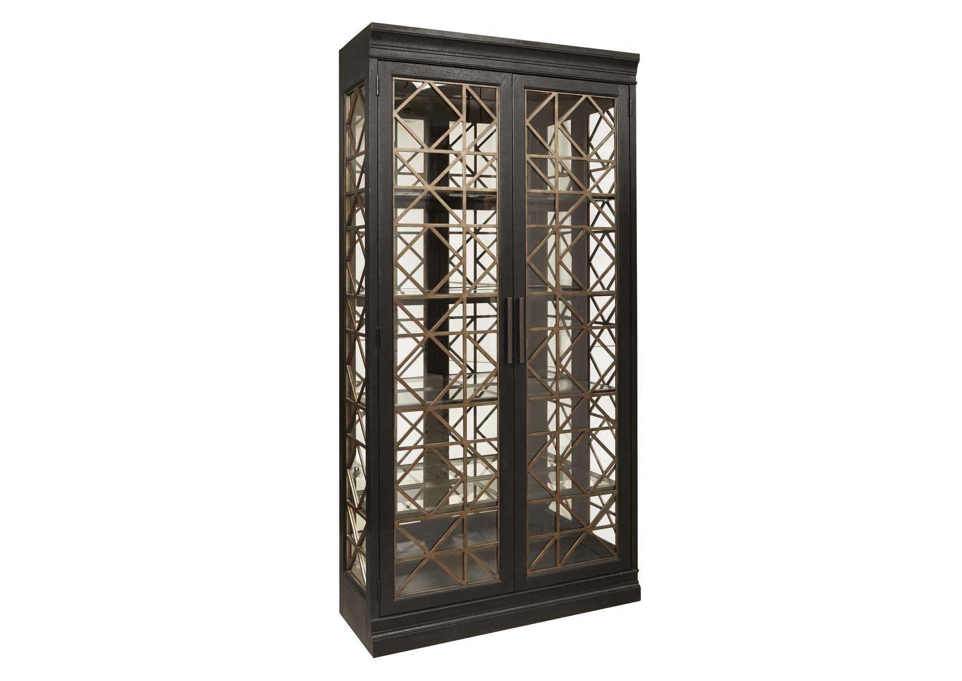 4 Shelf Display Cabinet with Decorative Glass Doors,Pulaski Furniture