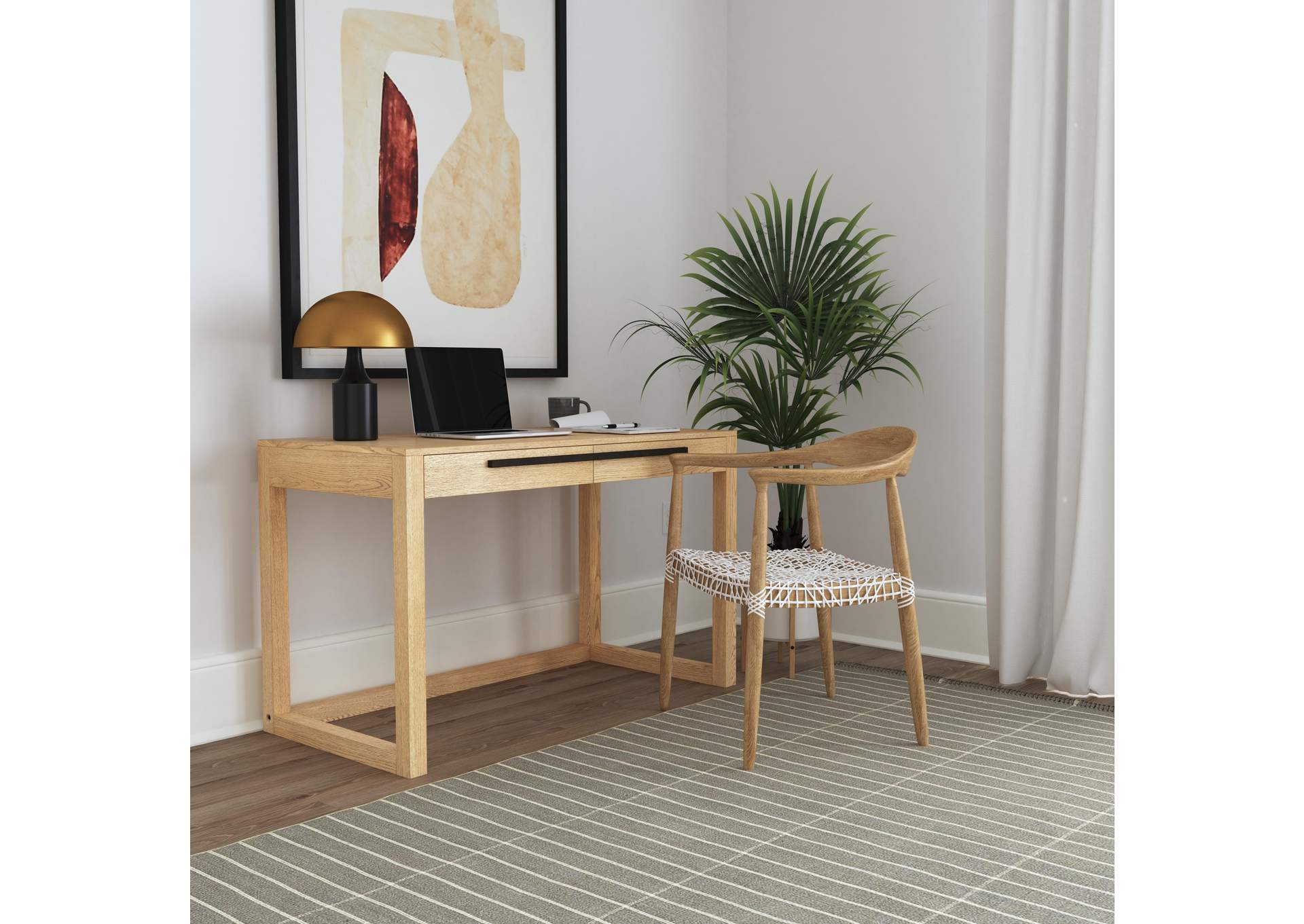 Modern Blonde Oak Writing Desk with Two Drawers,Pulaski Furniture