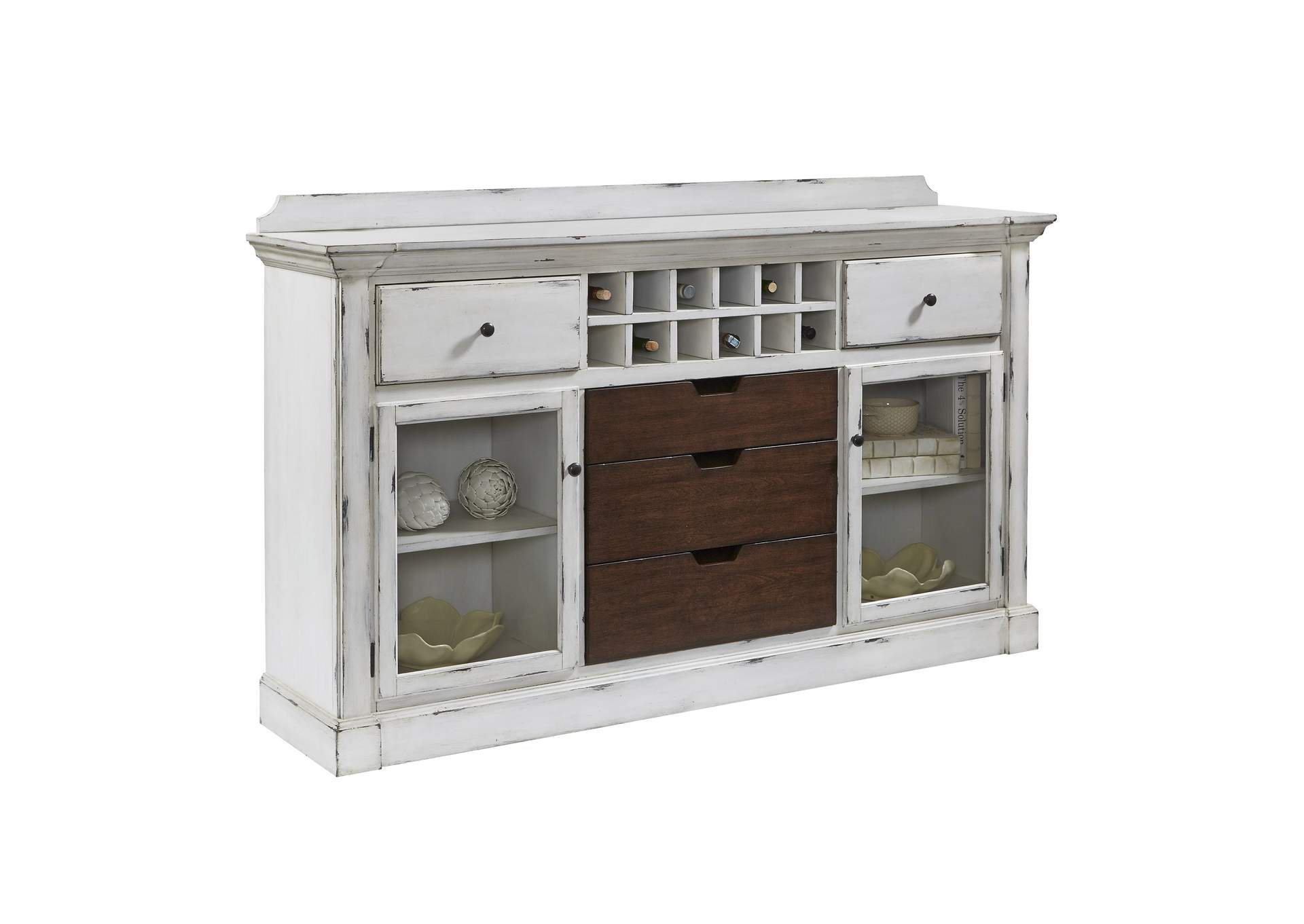 Distressed Sideboard with Storage and USB in White,Pulaski Furniture