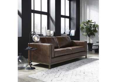 Image for Drake Brown Leather Sofa with Wooden Base