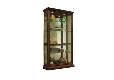 Image for Lighted Sliding Door 4 Shelf Curio Cabinet in Cherry Brown
