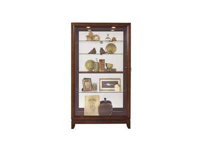 Sliding Door 5 Shelf Curio Cabinet in Deep Brown
