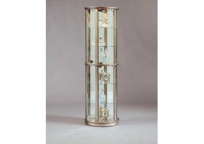 Image for Lighted Half Round 5 Shelf Curio Cabinet in Aged Silver