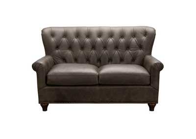 Image for Charlie Tufted Leather Loveseat in Heritage Brown