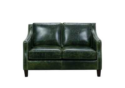 Image for Miles Leather Loveseat in Fescue Green