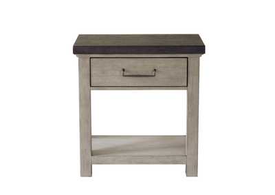 Image for 1 Drawer Open USB Charging Nightstand in Farmhouse Grey