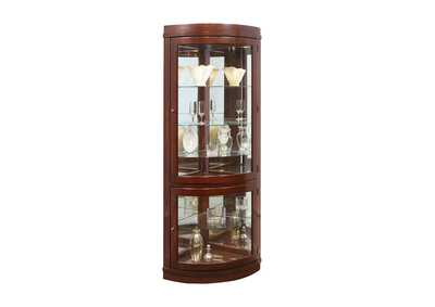 Image for Curved 5 Shelf Corner Curio Cabinet in Cherry Brown