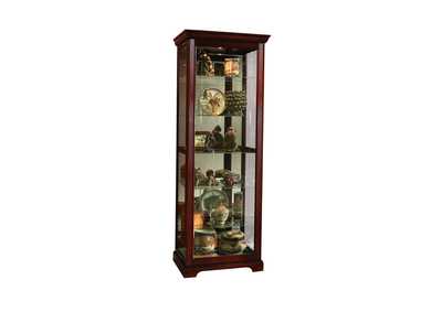 Sliding Door 5 Shelf Curio Cabinet in Victorian Brown