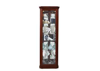 Lighted 8 Shelf Corner Curio Cabinet in Victorian Brown