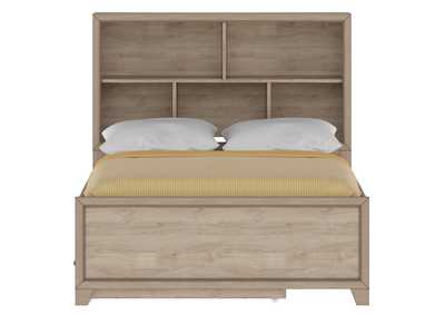 Image for Kids Full Bed with Bookcase Headboard in River Birch Brown
