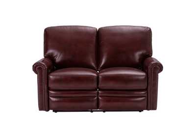 Image for Grant Leather Power Reclining Loveseat in Merlot Red