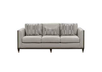 Image for Addison Leather Sofa With Wooden Base in Frost Grey