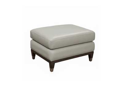 Image for Addison Leather Accent Ottoman in Frost Gray