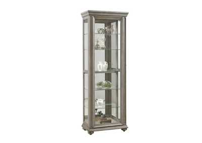 Image for Sliding Framed 5 Shelf Curio Cabinet in Grey