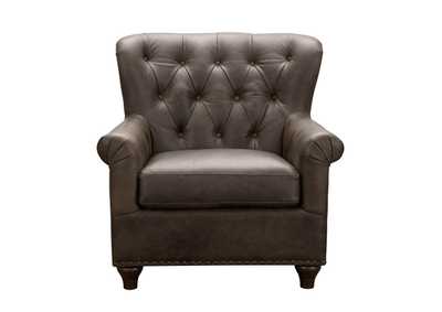 Image for Charlie Tufted Leather Arm Chair in Heritage Brown