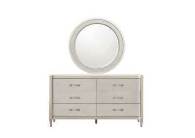 Image for Zoey 6 Drawer Dresser with Round Beveled Mirror