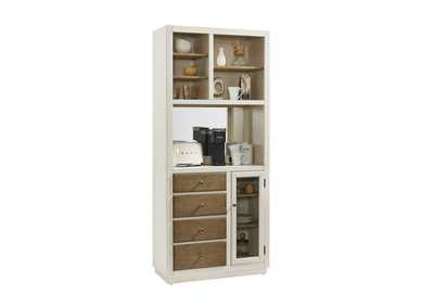 Four Drawer Coffee Bar with Shelves and Power Outlets