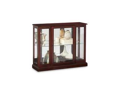 Lighted 1 Shelf Console Display Cabinet in Cherry Brown