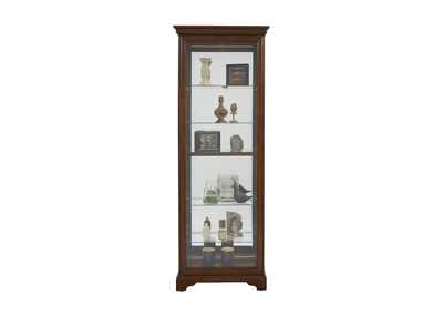 Mirrored 5 Shelf Gallery Curio Cabinet in Oak Brown