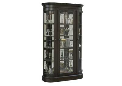 Image for Curved End Display Curio Cabinet with Door in Espresso
