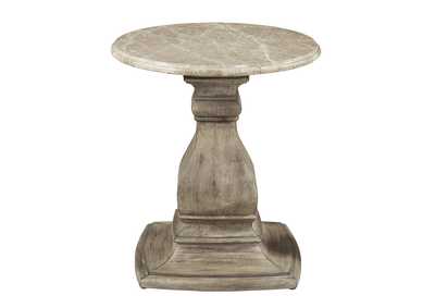 Garrison Cove Round End Table with Stone Top