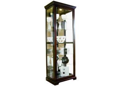 Image for Tall 5 Shelf Curio Cabinet-Sliding Door in Cherry Brown