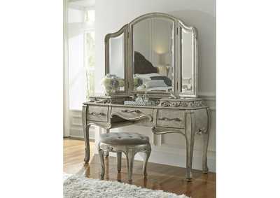 Image for Rhianna 3 Drawer Vanity with Mirror and Stool