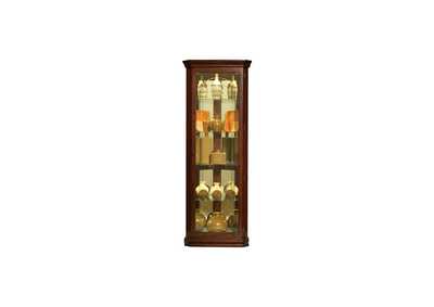 Image for Mirrored 4 Shelf Corner Curio Cabinet in Victorian Brown